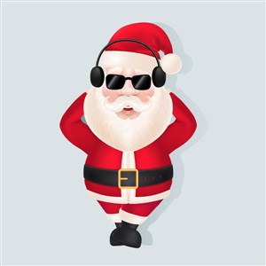 戴墨镜的圣诞老人 戴耳机的圣诞老人 酷炫创意圣诞老人