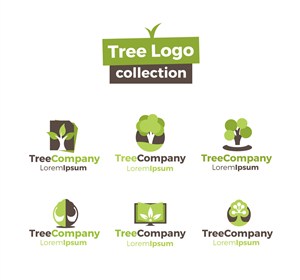 6款绿色树木企业标志矢量素材 