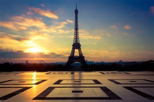 高清黄昏巴黎铁塔风景画