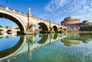 欧洲拱桥美景风景画