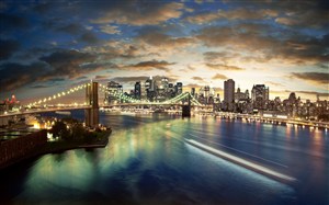 唯美高架桥城市夜景风景画