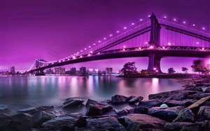 唯美紫色高清天桥高速桥风景画