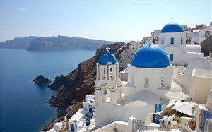 希腊爱情海美景风景画