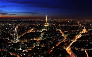 巴黎城市夜景风景画