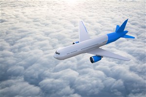 云层上的飞机顶端高清图片