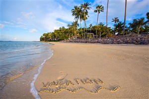 沙滩椰树海景风景画