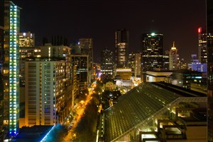 高楼大厦城市夜景风景画