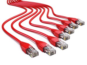 红色弯曲网络电线线水晶端子 