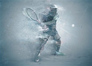灰色渐变抽象网球运动员高清图片