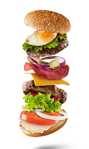 超大汉堡内部食材展示高清图片
