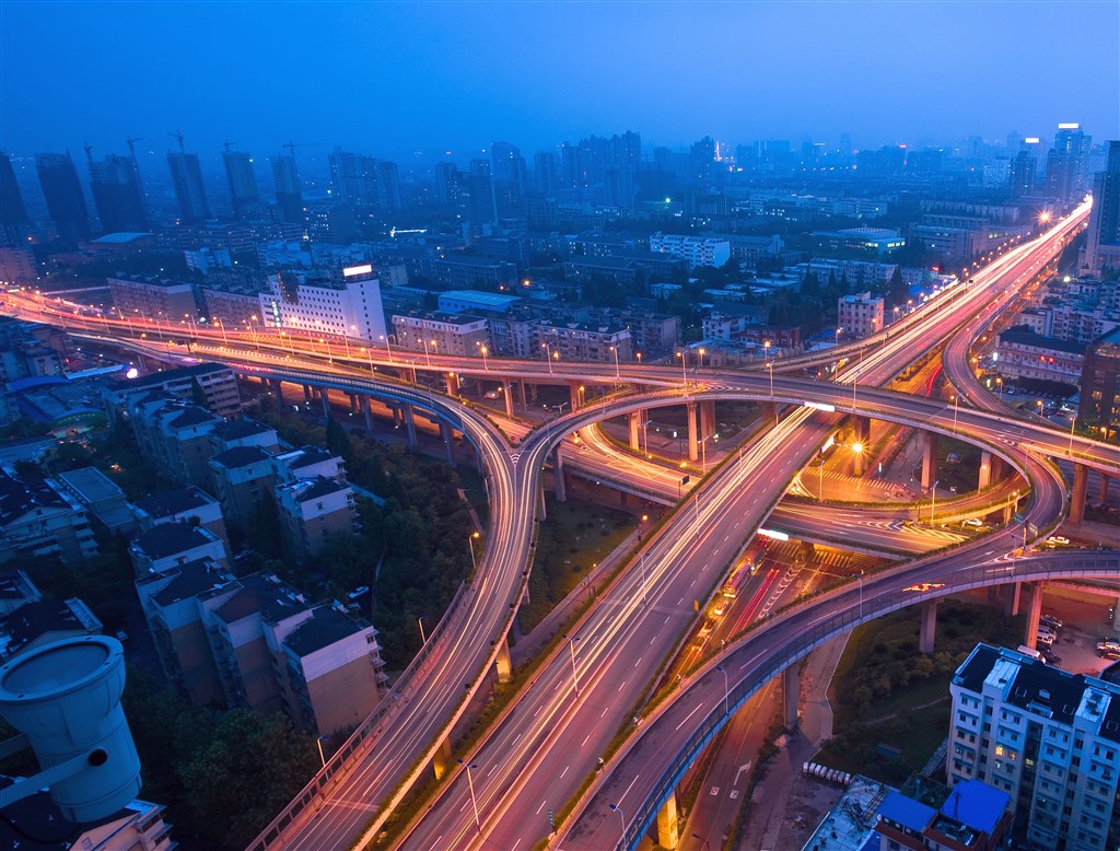 唯美高架橋高速路城市風(fēng)景畫背景墻