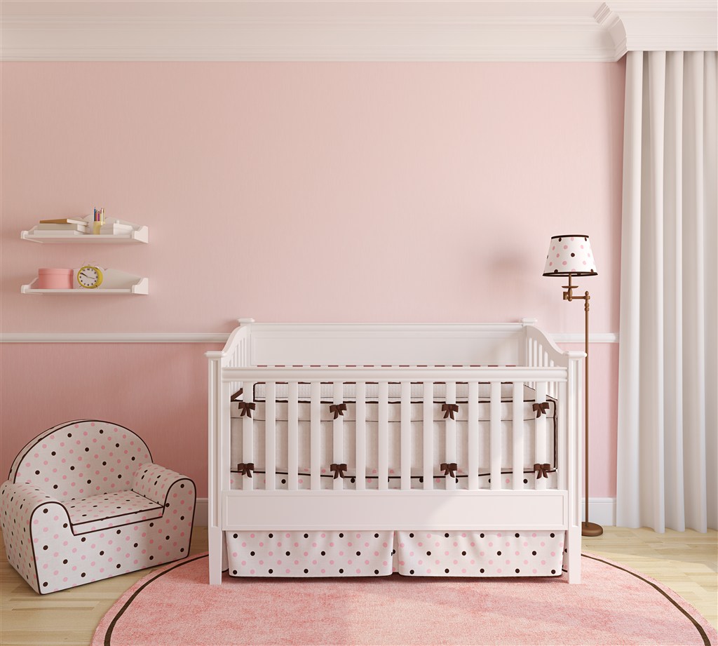 粉红色清新婴儿房装修效果高清