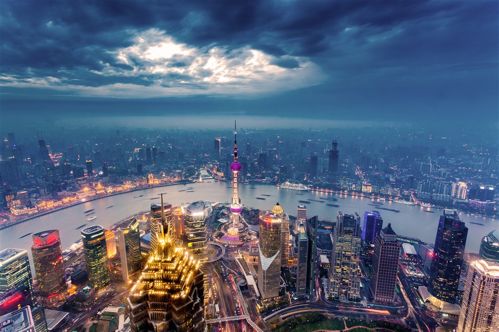 上海鸟瞰图风景画