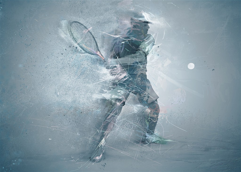 灰色渐变抽象网球运动员高清图片