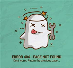 可爱404错误页面晕的幽灵矢量图