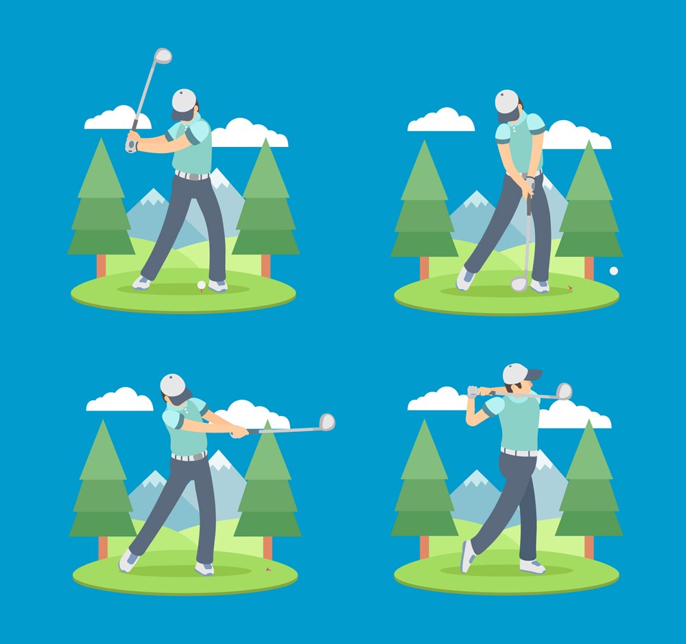 4款创意高尔夫男子动作矢量图 