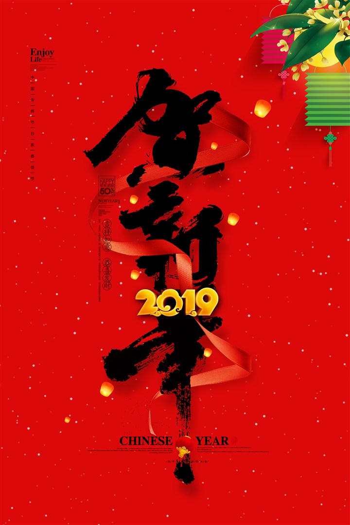 春节2019年新年新春猪年元旦喜庆