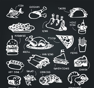 19款创意粉笔绘食物设计矢量图