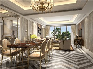 斑马线地板装饰餐厅装修效果图欧式风格设计