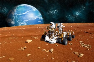在火星探索的宇航员高清图片