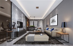 三居室设计美式风格客厅装修效果图