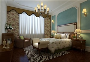 地中海风格背景墙装饰卧室装修效果图