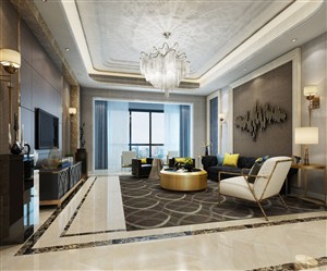 四居室客厅装修效果图现代风格家庭式中央空调设计