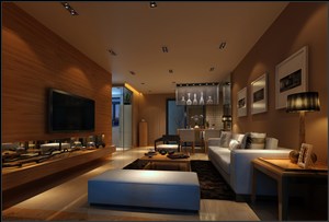 四居室现代风格客厅装修效果图暖色调设计