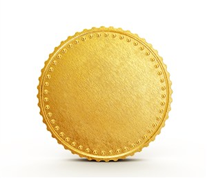 金色质感花边徽章金币高清图片