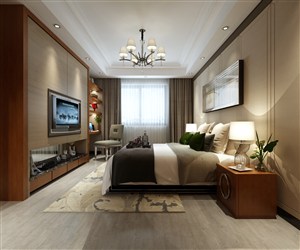 现代风格主卧室装修效果图棕色调设计