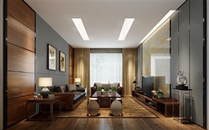 两居室现代风格客厅装修效果图灰色墙壁设计
