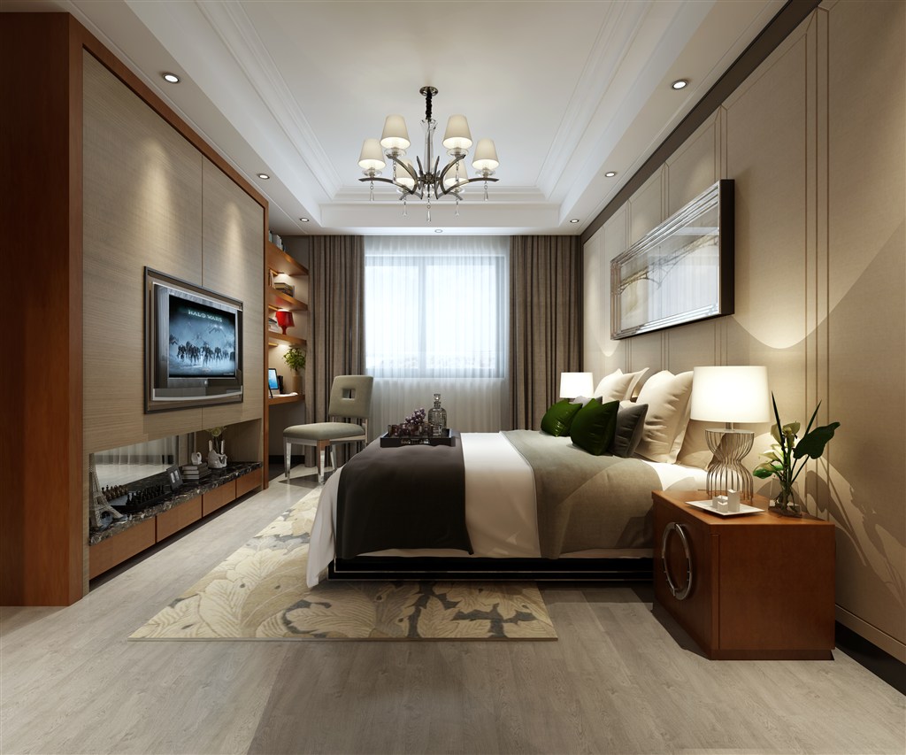 现代风格主卧室装修效果图棕色调设计