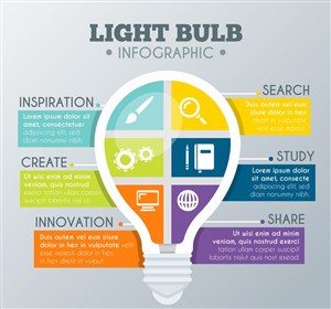 创意灯泡信息图设计矢量素材商务信息图
