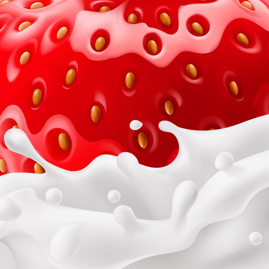 矢量草莓牛奶背景