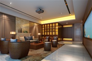 竹篮编制家居设计三居室客厅装修效果图新中式风格设计