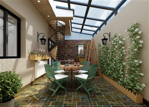 入户花园茶室装修效果图地中海风格设计