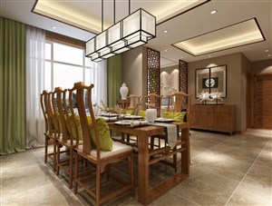 中式高椅背家具餐厅装修效果图新中式风格设计