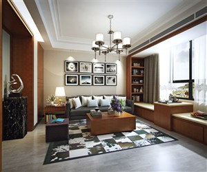 现代风格飘窗沙发设计客厅装修效果图