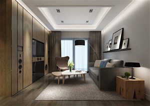 两居室现代风格客厅装修效果图灰色调设计