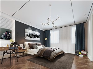 大空间男士主义卧室装修效果图现代风格设计