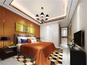 黄金色调主卧室装修效果图现代风格设计