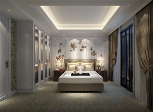 金色立体鱼背景墙主卧室装修效果图欧式风格设计