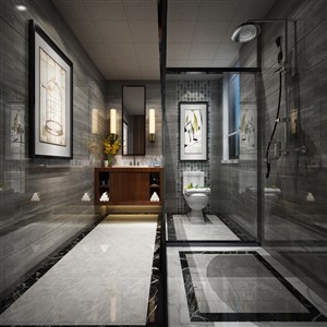 灰色拉丝大理石设计卫生间装修效果图