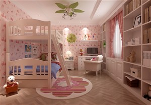 粉红色系可爱公主儿童房卧室装修效果图