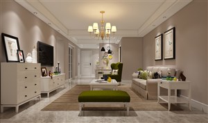 两居室米白色调客厅装修效果图片现代风格设计