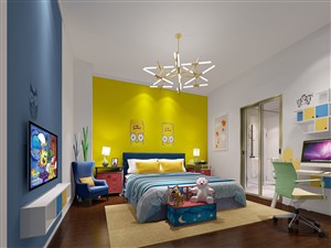 黄色海绵宝宝装饰儿童房卧室装修效果图