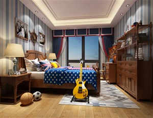 爱好音乐运动的小孩儿童房卧室装修效果图