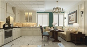 沙发形式餐厅装修美式风格开放式厨房装修效果图