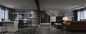 深灰暗色调客厅装修效果图现代风格设计