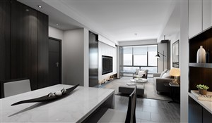 黑白现代风格客厅装修效果图两居室设计
